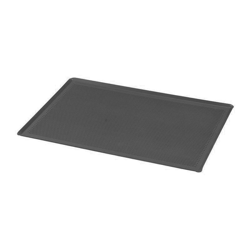 Almetal Kaplamalı Alüminyum İtalyan Açılı Delikli Tava, 2 mm, 38x46x1 cm, Siyah — Almetal