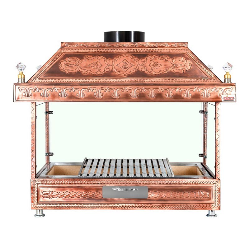 Ateşe Kömürlü Açık Izgara, 200x55x125 cm, Bakır Kaplama — Ateşe — Görsel 2