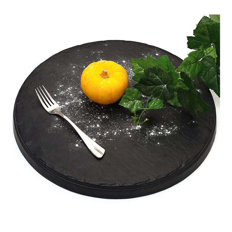 Biradli Tarako Yuvarlak Sunum Tepsisi BRD-16928 42x42x3 Cm Siyah