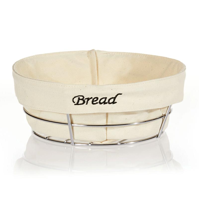Biradlı BRD-HW179B Yuvarlak Bezli Ekmek Sepeti, 23x23x8.5 cm, Gümüş — Biradlı