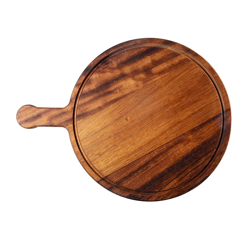Biradlı GRV-1796 İreko Kulplu Ahşap Pizza Sunum Tahtası, 32 cm — Biradlı