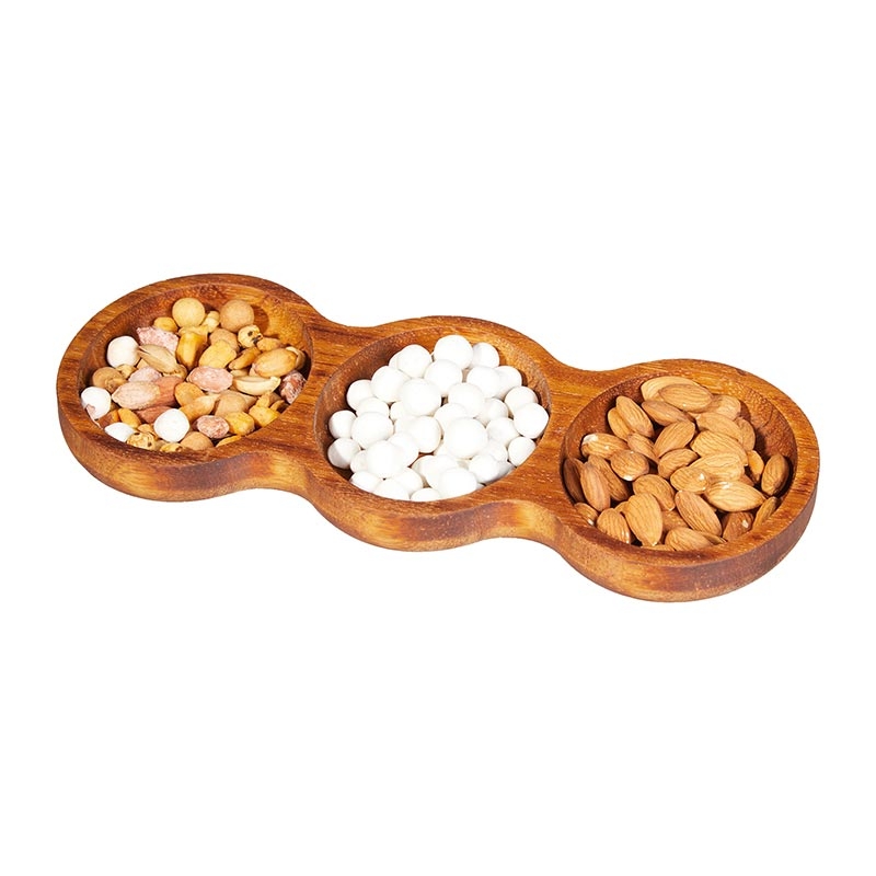 Biradlı GRV-1860 Iroko Ahşap Çerezlik, 3'lü, 28.5x12 cm — Biradlı