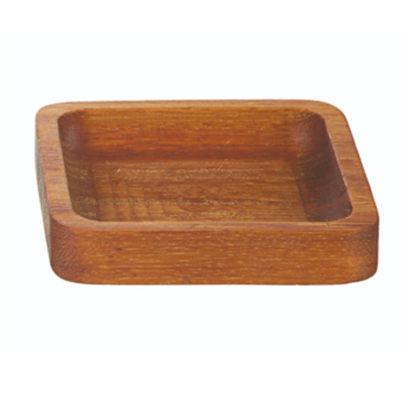 Biradlı GRV-1901 Iroko Ahşap Kare Sosluk ve Çerezlik, 8x8 cm — Biradlı