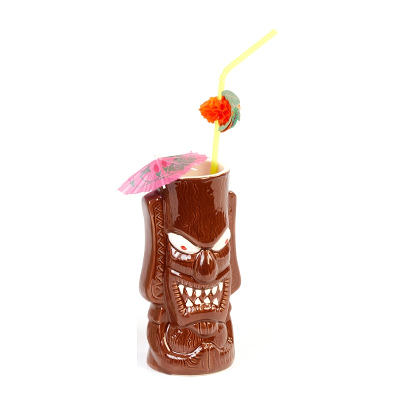Biradlı GRV-20219 Seramik Tiki Mug Kokteyl Bardağı, 350 cc, 8x17, 5 cm, Kahverengi — Biradlı — Görsel 1