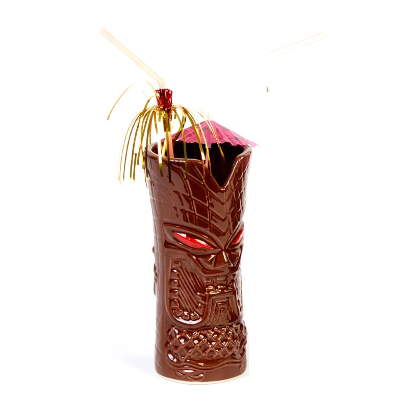 Biradlı GRV-20221 Seramik Tiki Mug Kokteyl Bardağı, 350 cc, 8x17, 5 cm, Açık Kahverengi — Biradlı