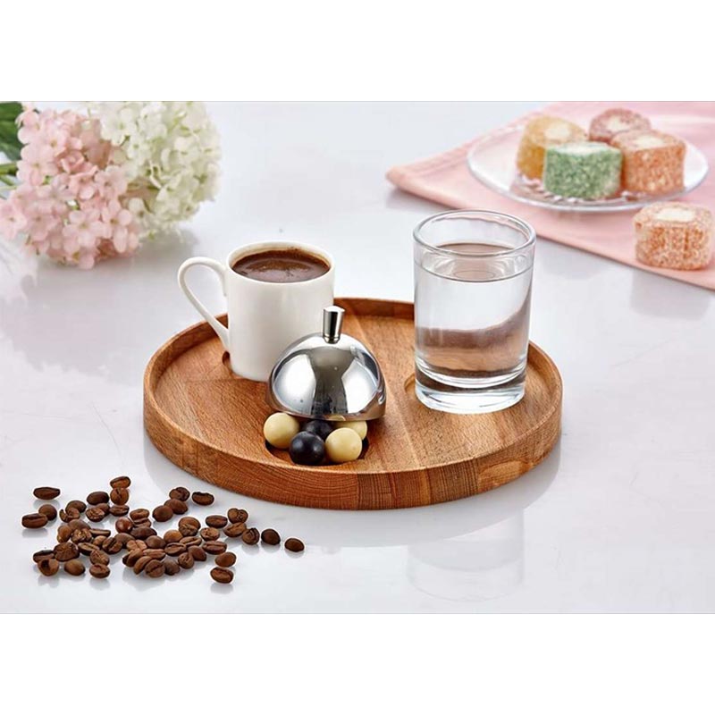 Biradlı GRV-301 Ahşap Yuvarlak Türk Kahve Seti, 19x2 cm — Biradlı — Görsel 1