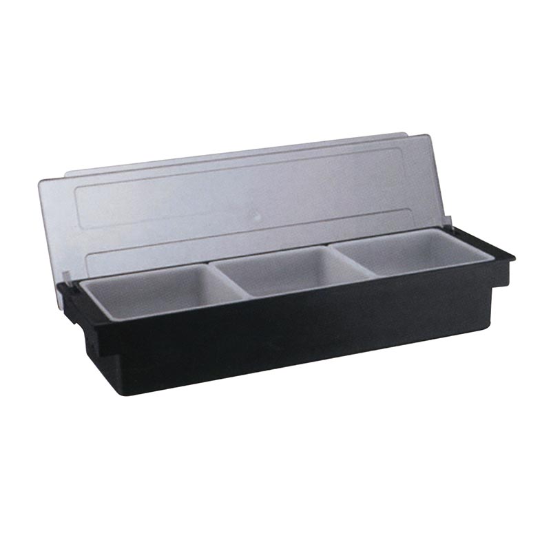 Biradlı H-10311 Kapaklı Polikarbon Bar Konteyner, 3'lü, 50x16x9 cm, Siyah — Biradlı