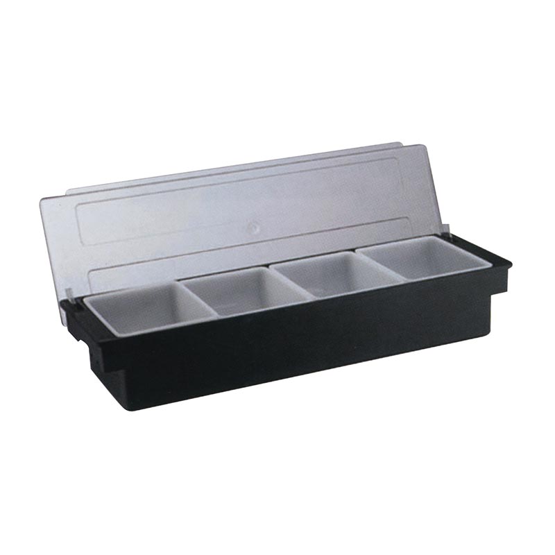 Biradlı H-10312 Kapaklı Polikarbon Bar Konteyner, 4'lü, 50x16x9 cm, Siyah — Biradlı