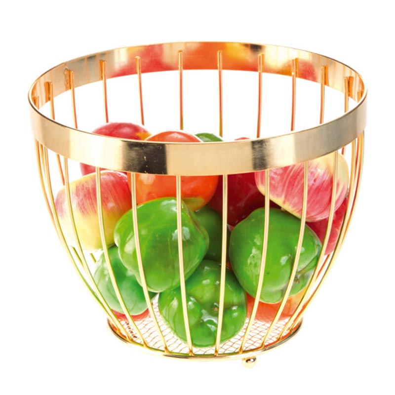 Biradlı HW126 Tel Meyve Sunum Kasesi, 20x15 cm, Altın — Biradlı
