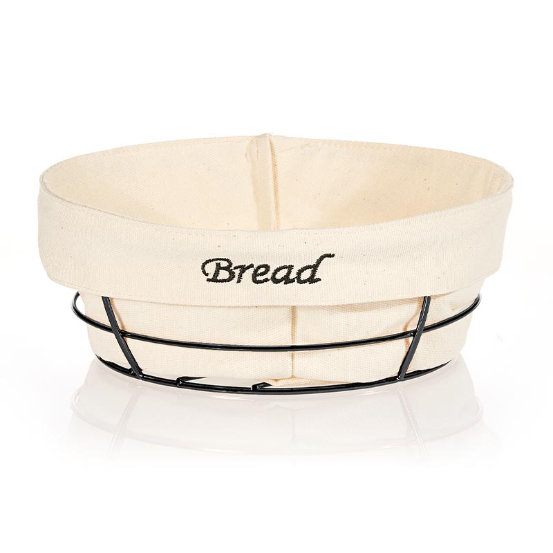 Biradlı HW179B Yuvarlak Bezli Ekmek Sepeti, 23x23 cm, Siyah — Biradlı