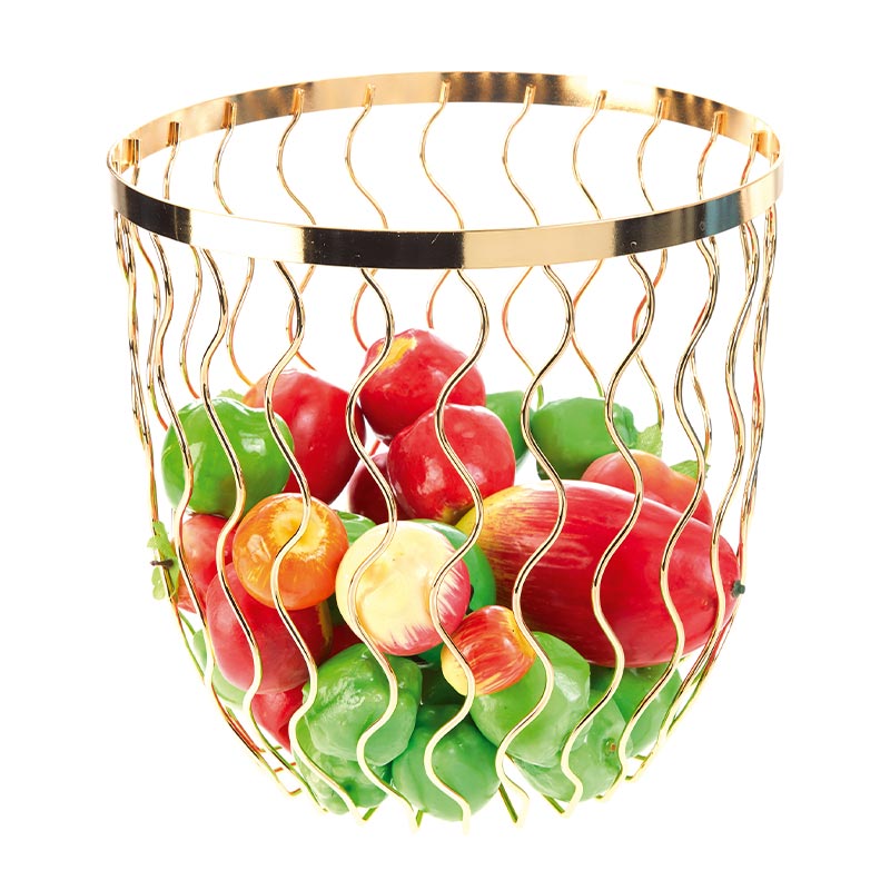 Biradlı HW185 Tel Meyve Sunum Kasesi, 25x26 cm, Altın — Biradlı