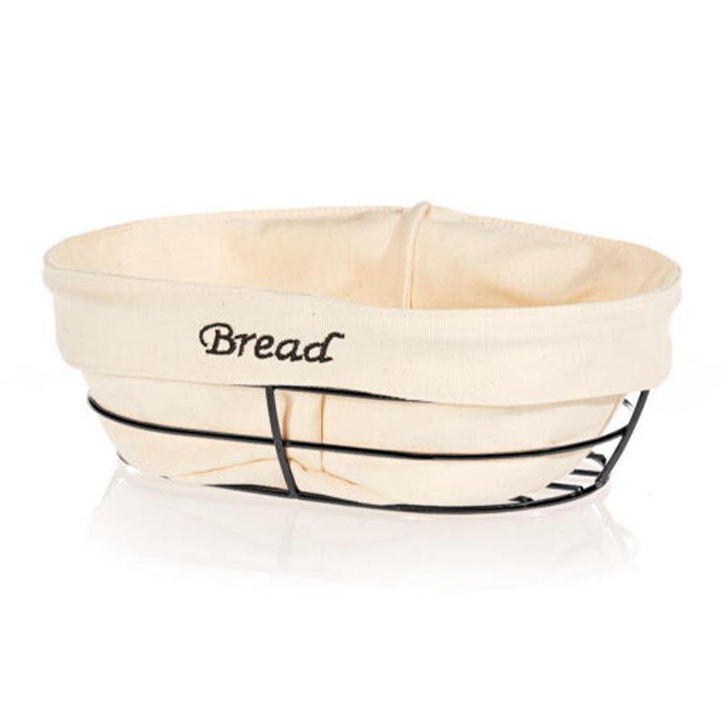 Biradlı HW186B Oval Bezli Ekmek Sepeti, 26x17 cm, Siyah — Biradlı