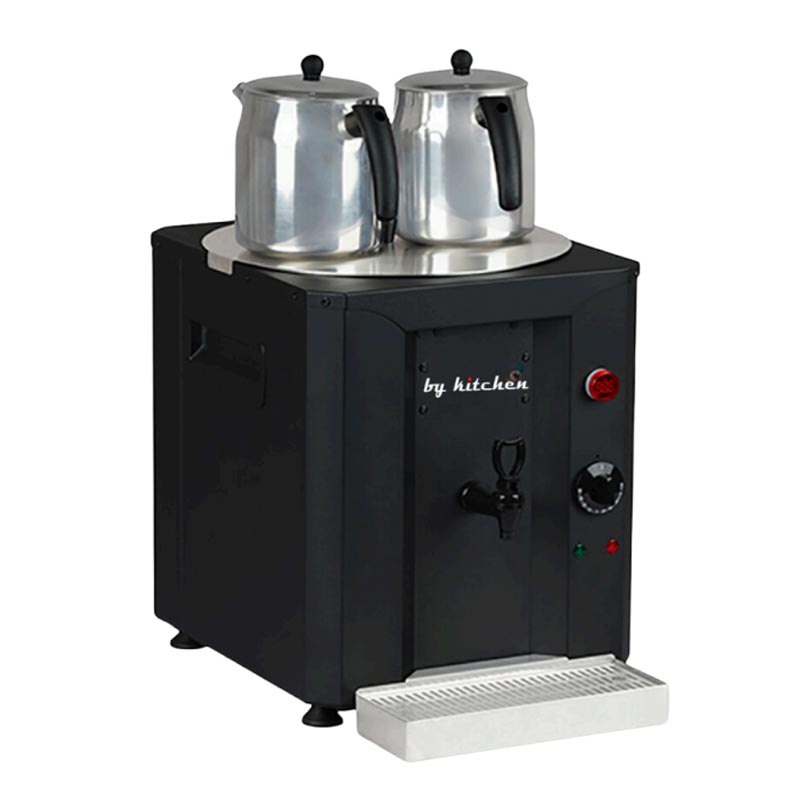 By Kitchen DTM-02 Çift Demlikli Çay Makinesi, 23 L, Elektrikli, Siyah — By Kitchen
