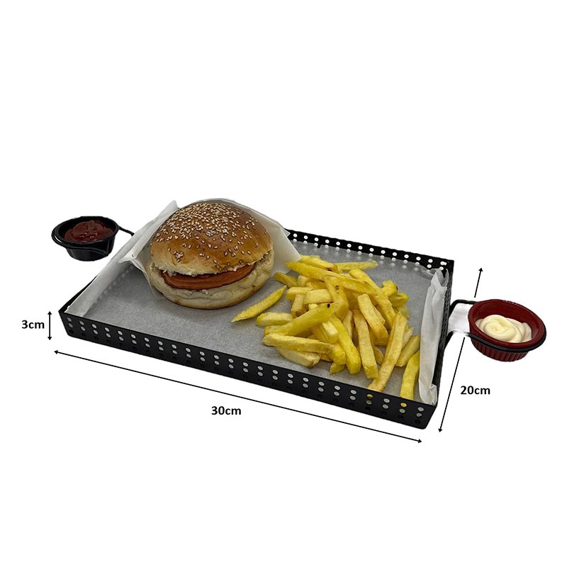 Decorelax Model-1 Metal Hamburger Sunum Tepsisi, Siyah — Decorelax