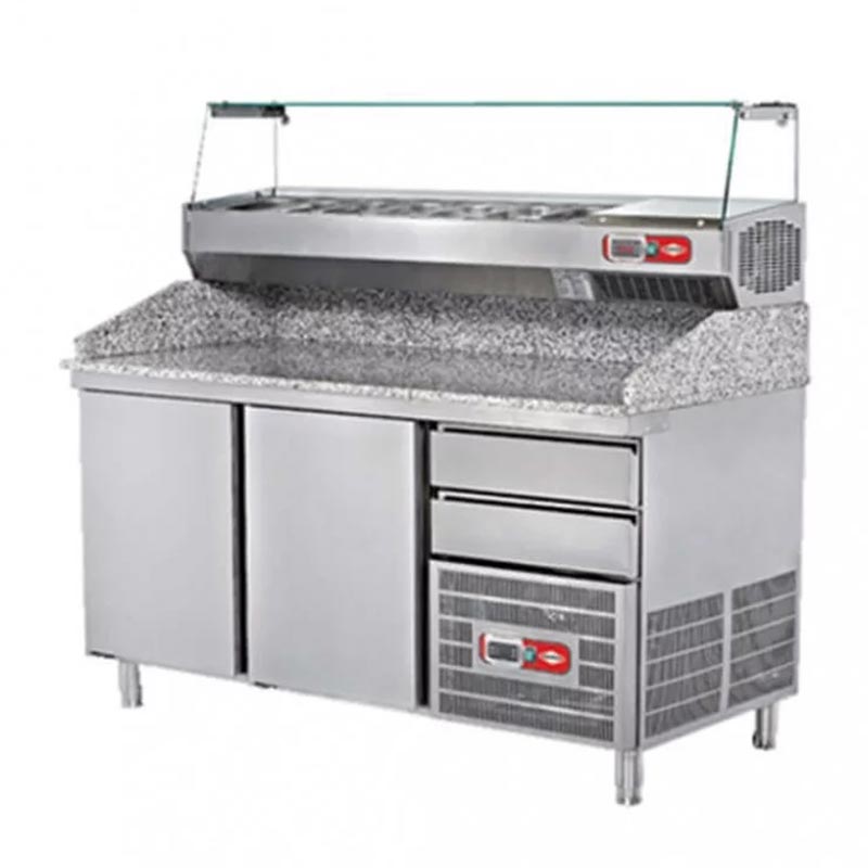 Empero EMP.160.80.02 Hamur Hazırlık Dolabı, Granit Tablalı, 2 Kapılı, 300 L — Empero