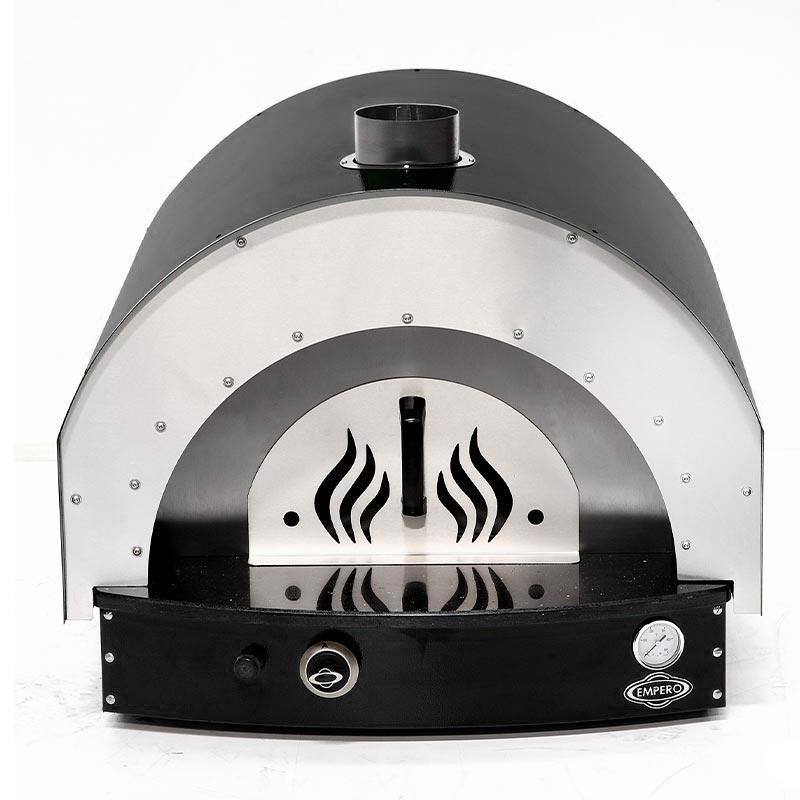 Empero PLF.PLS.D5.W.B Ev Tipi Taş Tabanlı 25 cm x 4 Pizza Kapasiteli Pizza ve Pide Fırını, Odunlu, Siyah — Empero