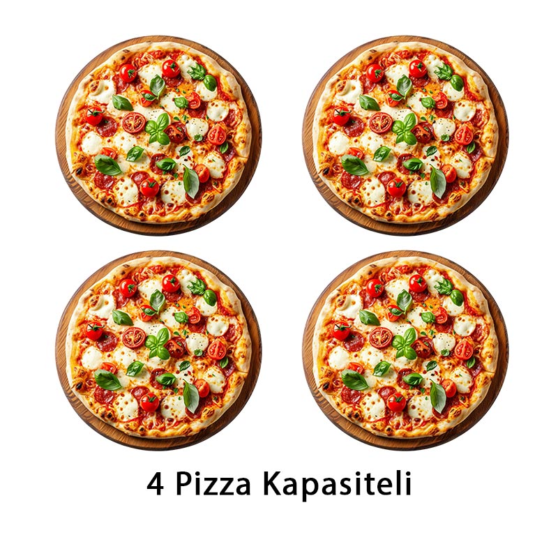 Empero PLF.PLS.D5.W.G Ev Tipi Taş Tabanlı 25 cm x 4 Pizza Kapasiteli Pizza ve Pide Fırını, Odunlu, Yeşil — Empero — Görsel 6