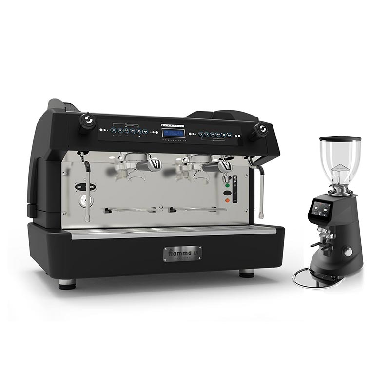 Fiamma Compass 2 Double Boiler Tall Cup Espresso Kahve Makinesi 2 Gruplu Fiorenzato F64e Kahve Degirmeni Siyah