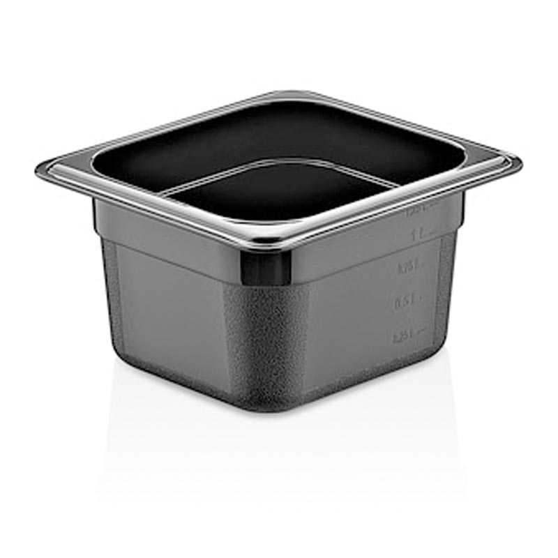 GastroPlast GN 1/6-100 mm Polikarbon Gastronorm Küvet, Siyah — GastroPlast