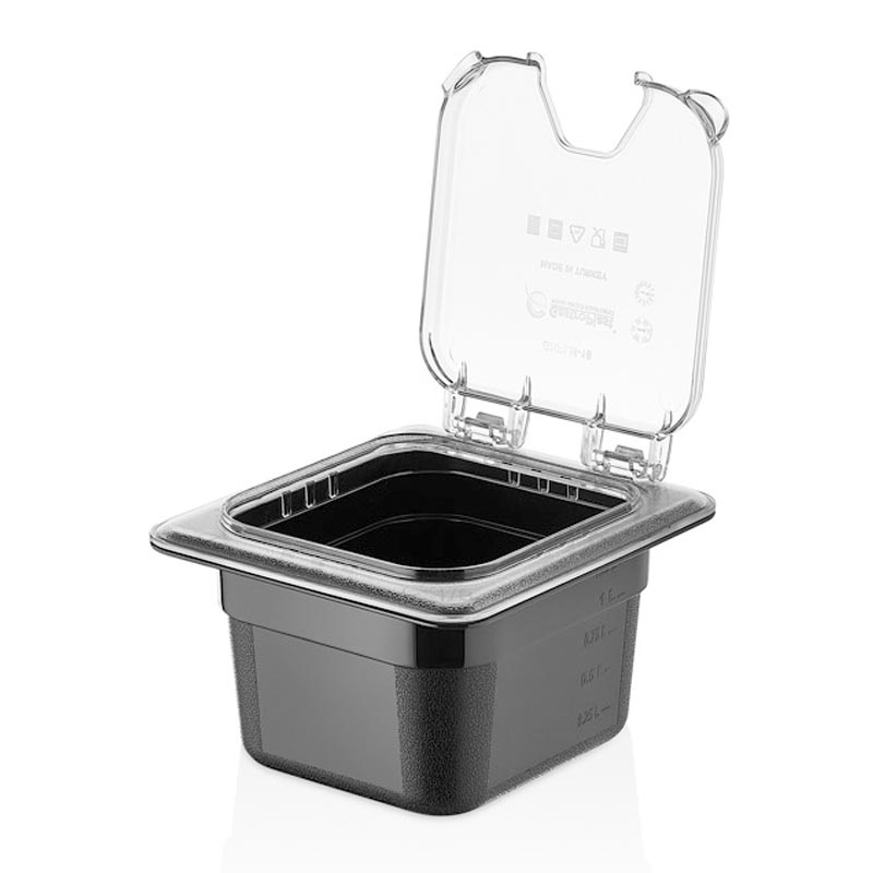 GastroPlast GN 1/6 Polikarbon Açık Köşeli Menteşeli Gastronorm Küvet Kapağı — GastroPlast