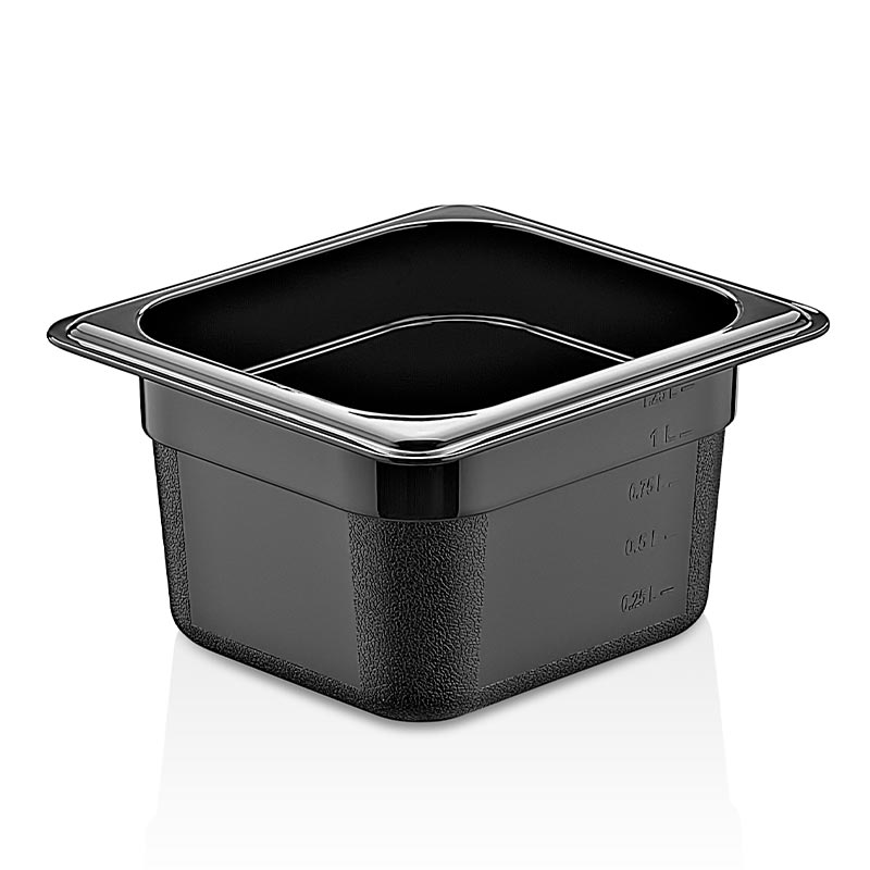 GastroPlast GN1/6-150 mm Polipropilen Gastronorm Küvet, Siyah — GastroPlast