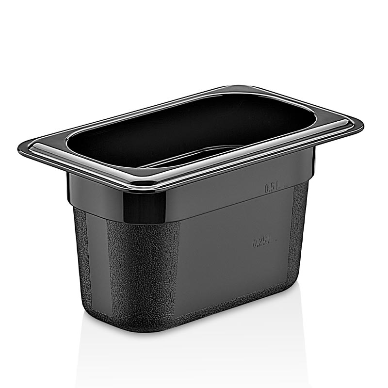 GastroPlast GN1/9-100 mm Polipropilen Gastronorm Küvet, Siyah — GastroPlast