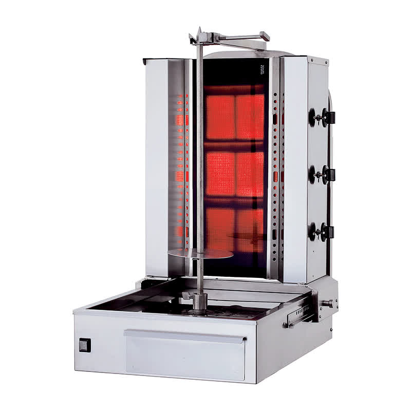 Kalitegaz Doner Ocagi 3 Radyanli Gazli Alttan Motorlu Klg203g Hareketli Govde Camli