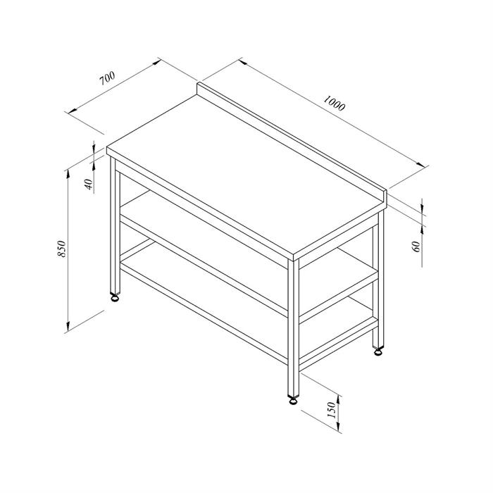 Oztiryakiler Ara Rafli Sirtli 100x70 Calisma Tezgahi Cm