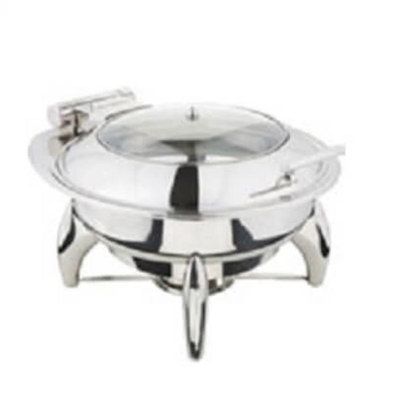Oztiryakiler Dikdortgen Cam Kapakli Chafing Dish 3 6 L GN-2 Jel Yakitli Ayakli
