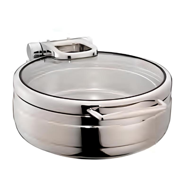 Oztiryakiler Hidrolik Cam Kapakli Yuvarlak Chafing Dish 2 GN-1 4 L Lux