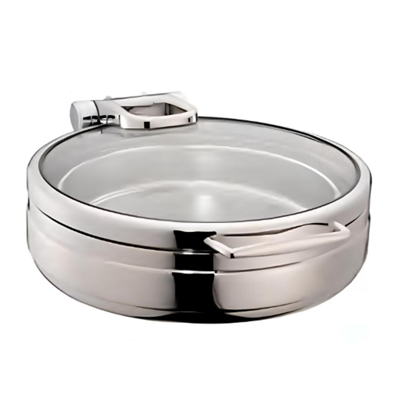 Oztiryakiler Hidrolik Cam Kapakli Yuvarlak Chafing Dish 3 GN-2 6 L Lux