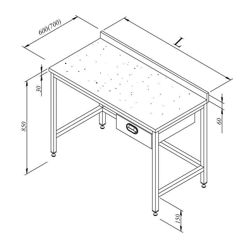 Oztiryakiler Tek Cekmeceli Calisma Tezgahi 120x70 Cm Mermer Tabla