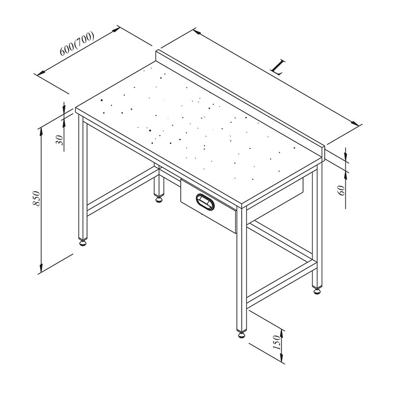 Oztiryakiler Mermer Tabla Tek Cekmeceli 140x70 Calisma Tezgahi Cm