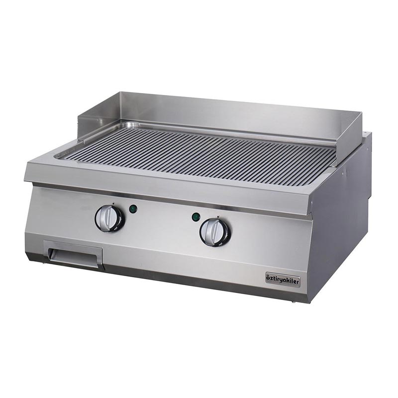 Öztiryakiler OGE 8070 N C Oluklu Grill Plate, 80x70 cm, Sert Krom Kaplı, Elektrikli — Öztiryakiler