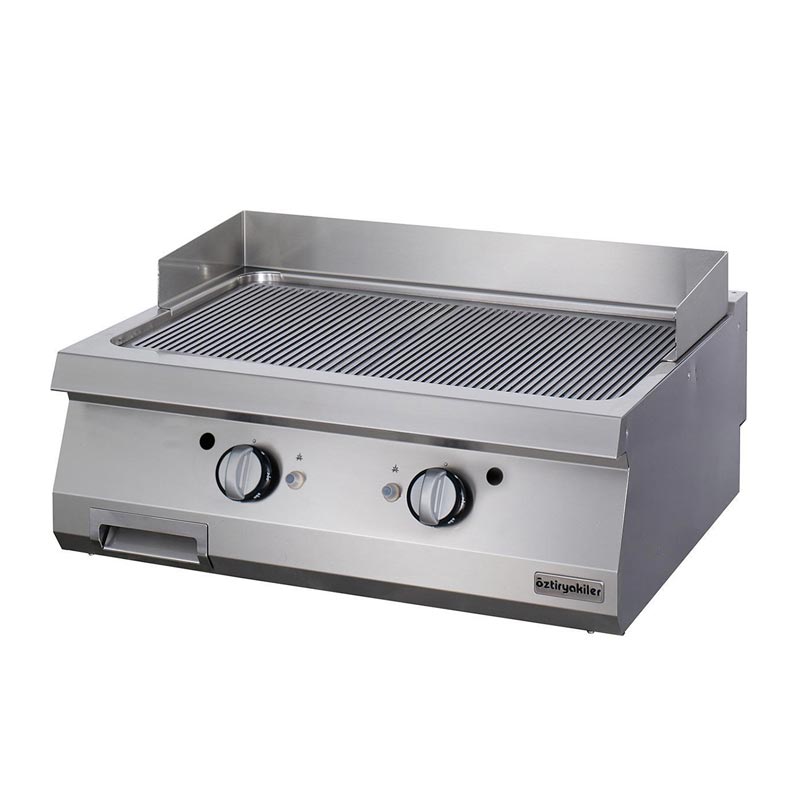 Öztiryakiler OGG 8070 N Oluklu Grill Plate, 80x70 cm, Sert Krom Kaplı, Gazlı — Öztiryakiler