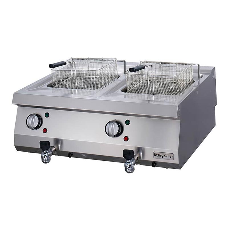 Öztiryakiler Optimum 700 Seri OFE 8070 E Set Üstü İkili Fritöz, 80x70x28 cm, 12+12 L, Elektrikli — Öztiryakiler