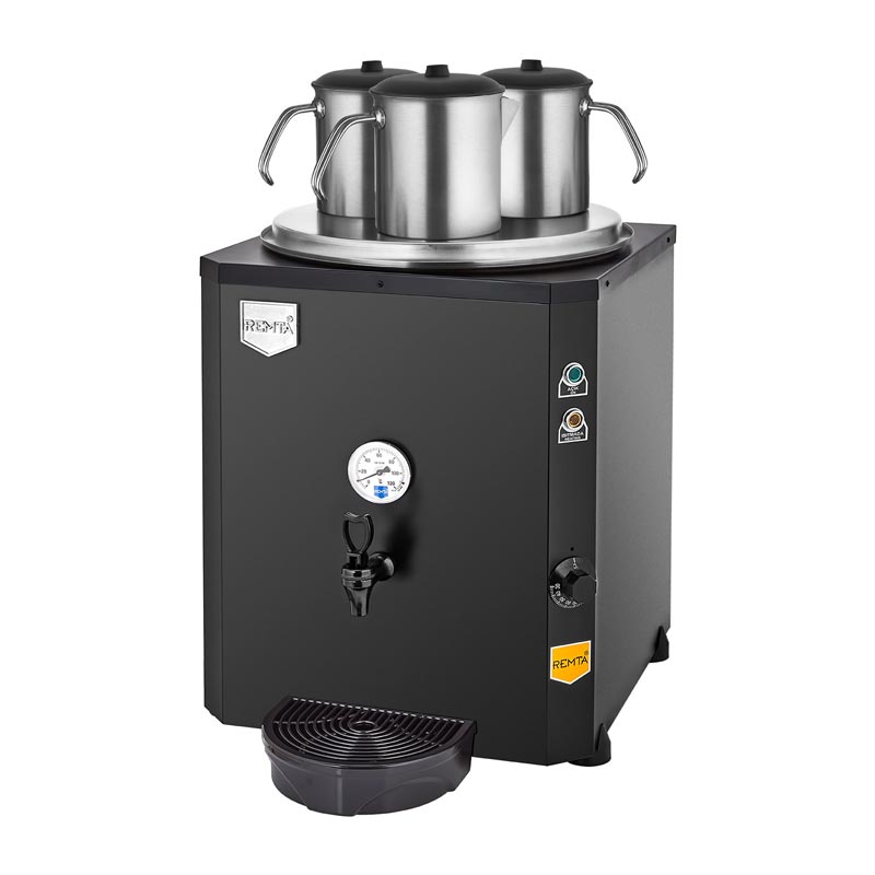 Remta DE10 Jumbo Çay Makinesi, 3 Demlikli, 40 L, Elektrikli, Siyah — Remta