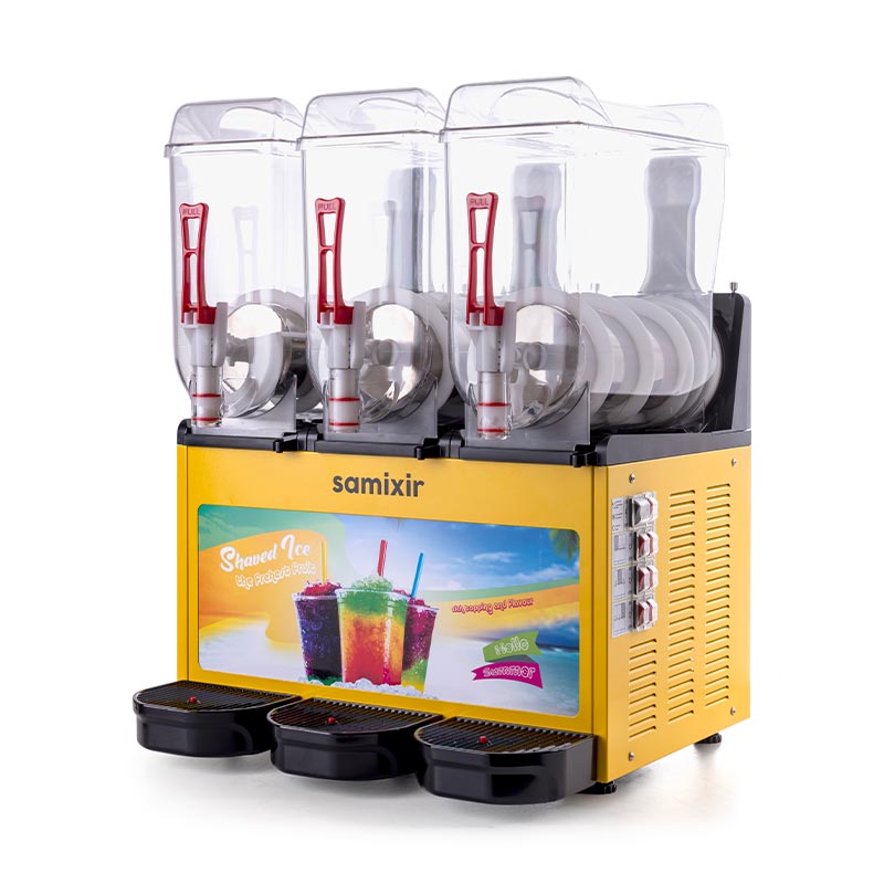 Samixir SLUSH36 Allure Triple Ice Slush Granita Milkshake ve Soğuk Meyve Suyu Dispenseri, 12+12+12 L, Sarı — Samixir — Görsel 2