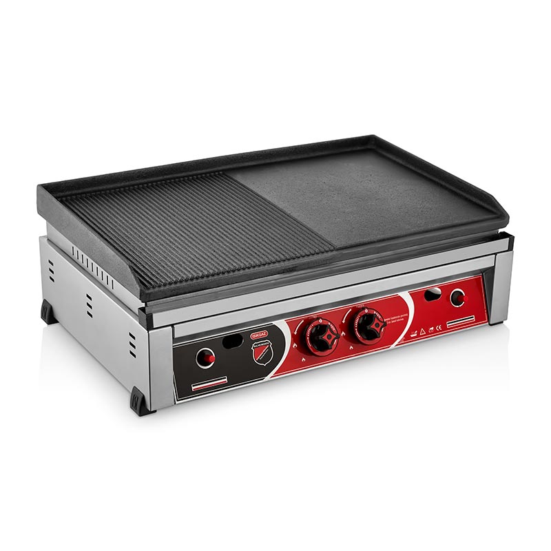 SilverInox 2602 Yarı Oluklu Döküm Izgara, 70 cm, Doğalgazlı — SilverInox