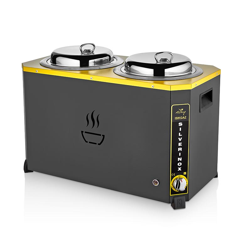 SilverInox C-08 Jumbo Çorba Kazanı, 9+9 L, Siyah — SilverInox