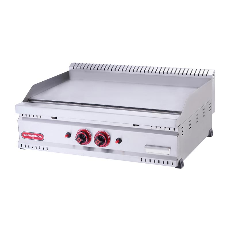 SilverInox PG-60-D 600 Seri Düz Pleyt Izgara, 60x60 cm, Doğalgazlı — SilverInox