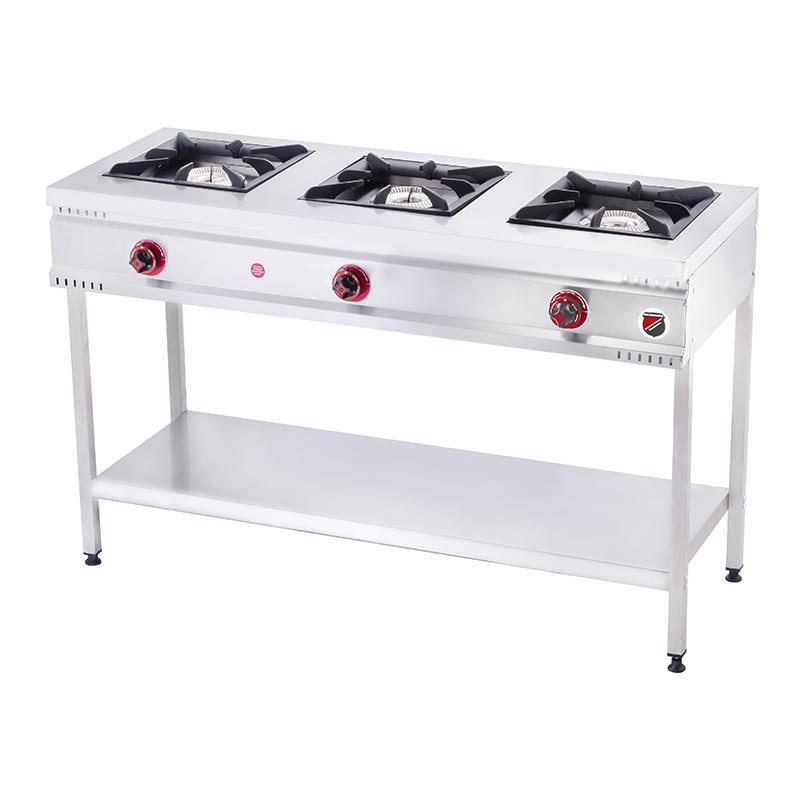 SilverInox TB-3G Taban Raflı 3 Gözlü Midi Ocak, 130x65x85 cm, LPG'li — SilverInox