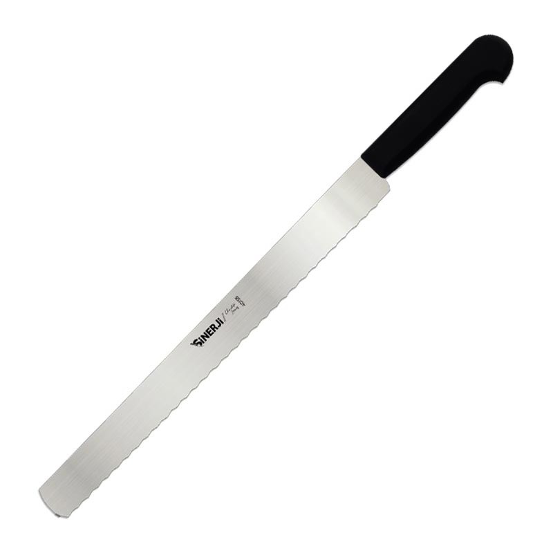 Sinerji Chocolate Plastik Saplı Dişli Pasta Bıçağı, 35 cm, Siyah — Sinerji