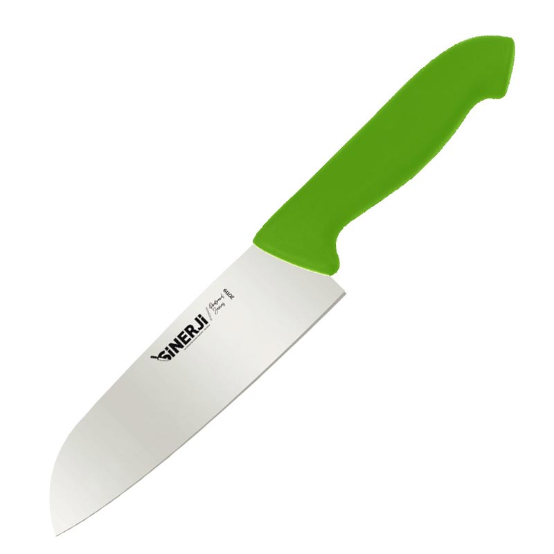 Sinerji Protrend Plastik Saplı Santoku Şef Bıçağı, 18 cm, Yeşil — Sinerji