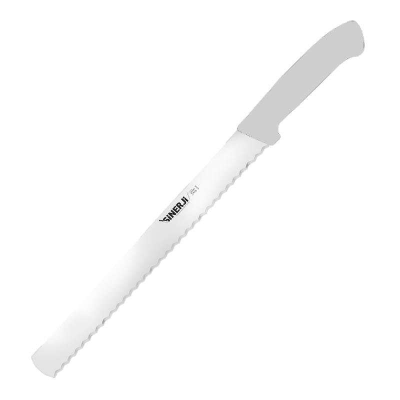 Sinerji Silver Plastik Saplı Dişli Ekmek Bıçağı, 30 cm, Beyaz — Sinerji