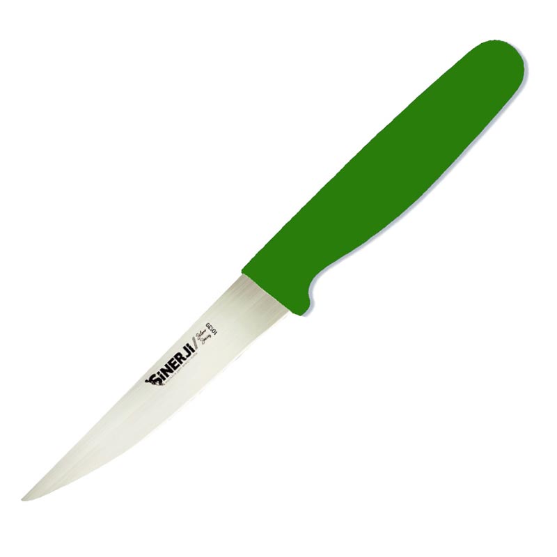 Sinerji Silver Plastik Saplı Sivri Sebze Bıçağı, 11 cm, Yeşil — Sinerji