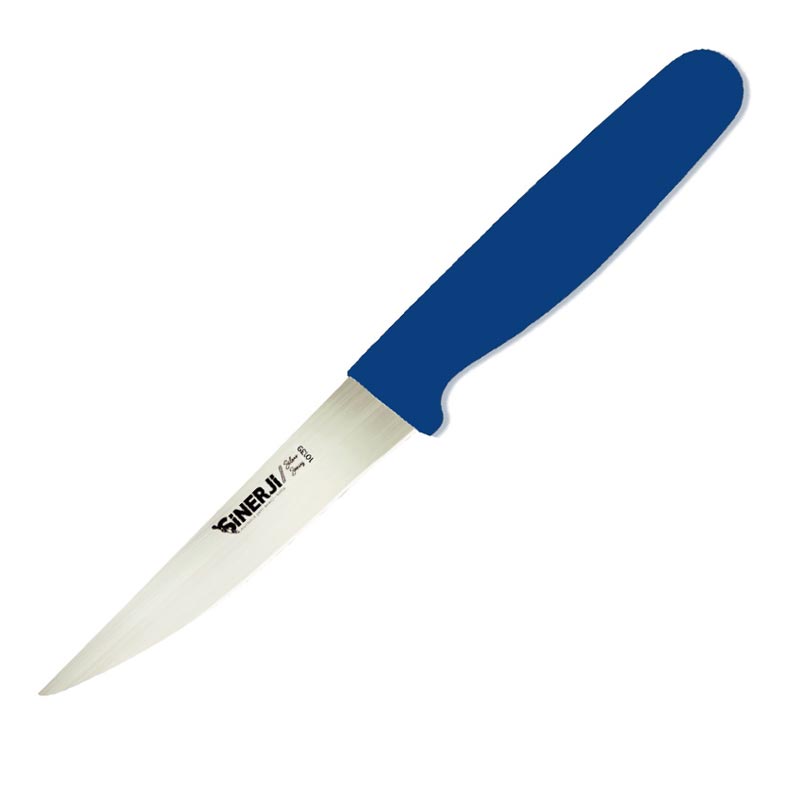 Sinerji Silver Plastik Saplı Sivri Sebze Bıçağı, 11 cm, Mavi — Sinerji