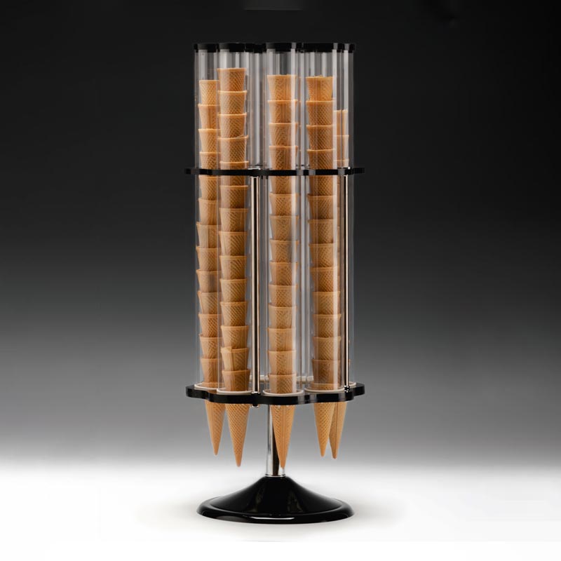 Zicco ZCP-803 Polikarbonat Döner Dondurma Külah Standı, 8'li, Akrilik Standlı, 30x78 cm — Zicco